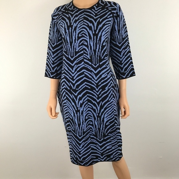 i.b.b.i. Blue Zebra Stripe Body Con Dress … - Picture 1 of 7